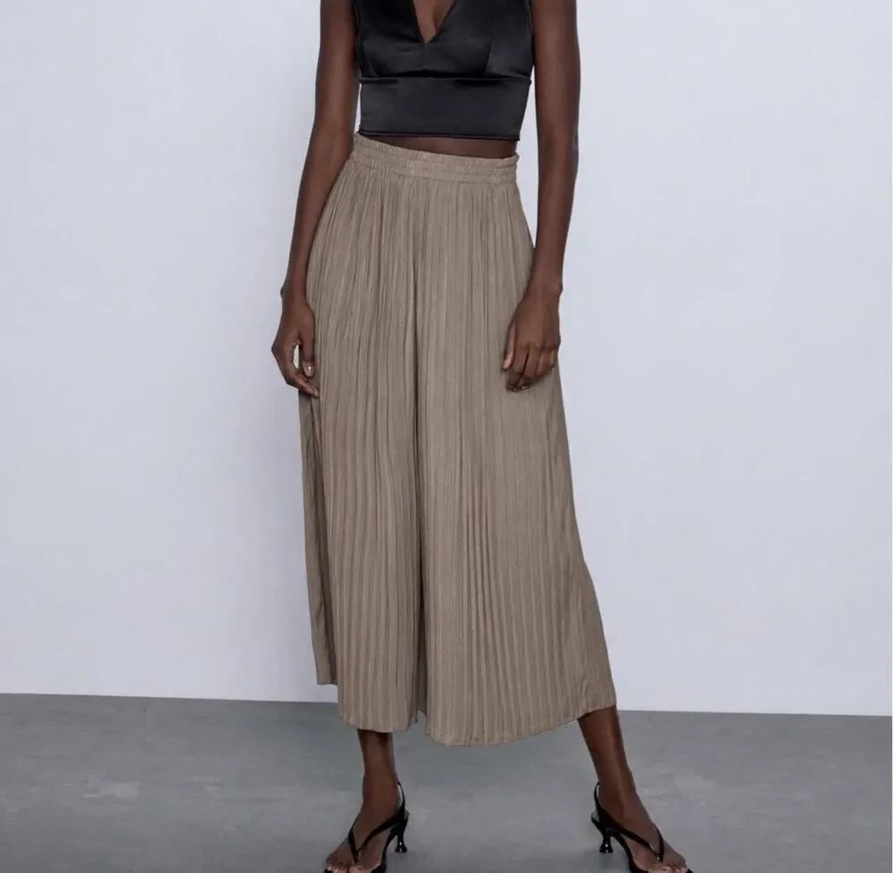 Zara Pleated Culottes XS Mink